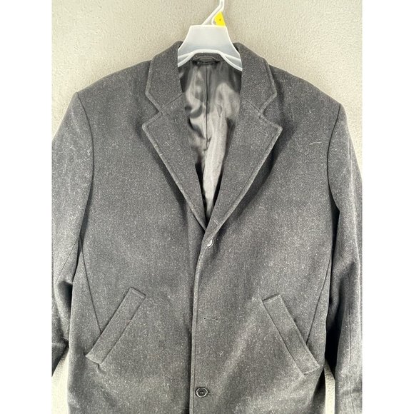 Murano Collezione Short Trench Over Coat Mens Medium Wool Single Breast Black - Picture 4 of 12